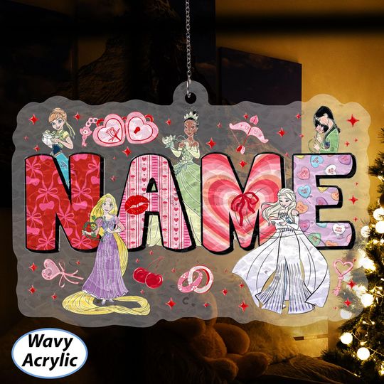 Discover Custom Princess Christmas Love Ornament, Elsa Anna Tiana Mulan Rapunzel, Princess Ornament Gift For Girlfriend Disney Family Xmas Home Decor