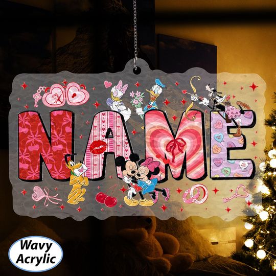 Discover Custom Mickey Minnie Love Ornament, 1st Christmas As Couple Disney Keepsake, Valentine Hearts Donald Daisy Ornament, WDW Together Ornament