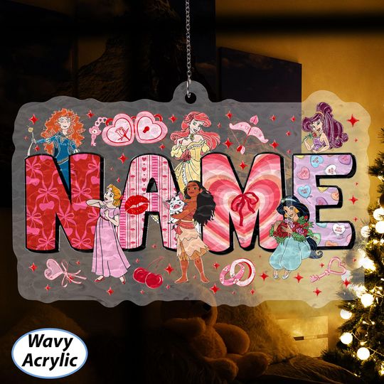 Discover Personalized Princess Valentines Ornament, Merida Ariel Jasmine Moana, Epcot Princess Love Keepsake, Disney First Christmas Couple Girl Gift