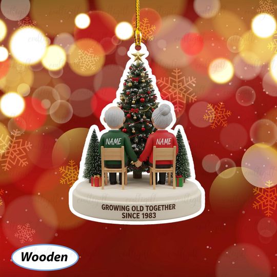 Growing Old Together Ornament Personalized, Parents Anniversary Tree Ornament, Romantic Old Couple Ornament, Decor For Longtime Love, MYB934
