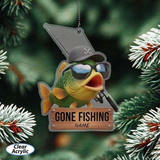 Discover Unique Gone Fishing Ornament For Christmas, Angler Ornament With Custom Name, Outdoor Hobby Holiday Decoration, Fisherman Gifts Idea, MYB917