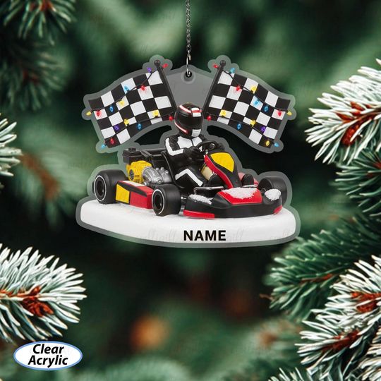 Discover Go Kart Racing Custom Name Ornament, Go Karting Christmas Ornament, Motorsport Holiday Tree Decoration, Go Kart Racer Gift For Him, MYB909
