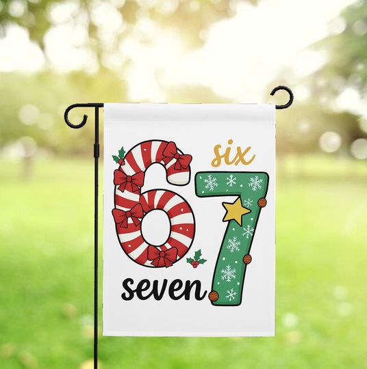 Discover 67 Six Seven Christmas Garden Flag, Funny 6 7 Holiday Flag, 67 Meme Christmas Flag, Funny Number Meme Flag, Funny Meme Hand 67 Flag