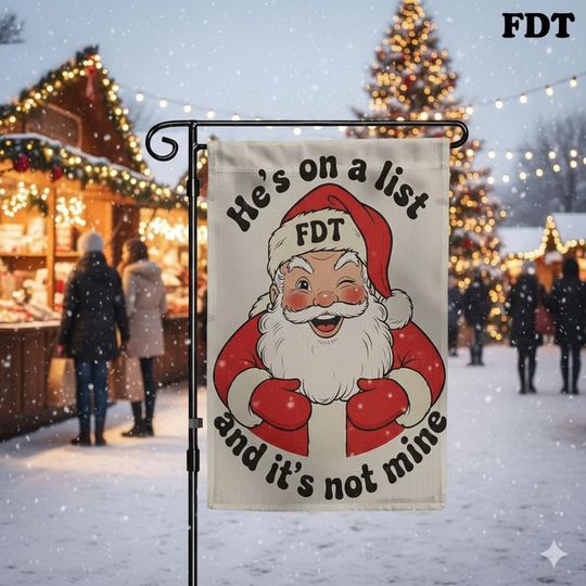 Discover Funny Anti-Trump Christmas Garden Flag, Hes On a List Santa Claus Yard Flag, Humorous Holiday Outdoor Winter Decor