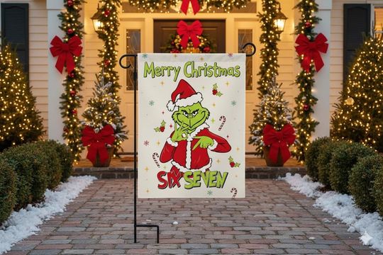 Discover funny character Six Seven Merry Christmas Garden Flag