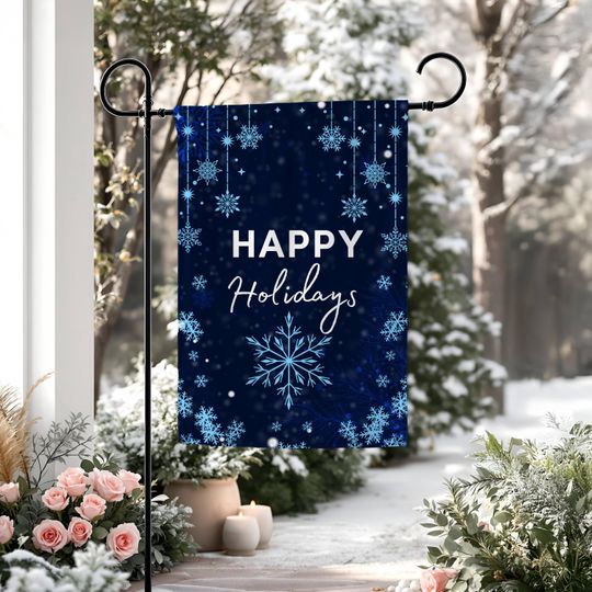 Discover Classic Christmas garden Flag, Happy Holidays flag, Holiday Yard flag, Outdoor Christmas Yard flag, winter garden flag, Christmas flag