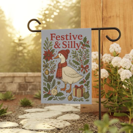 Christmas Garden Flag: Silly Goose Winter Yard Flag - Festive and Silly Yard Sign Christmas Porch Decor