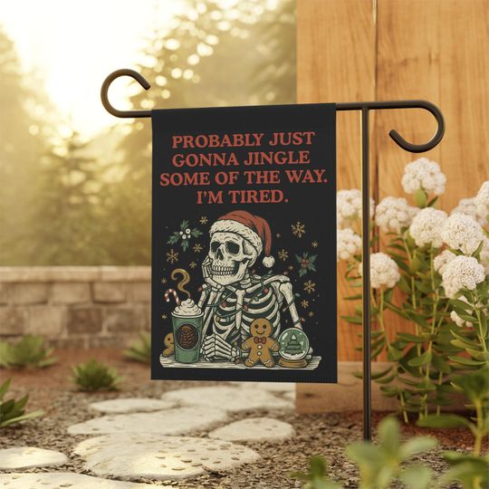 Discover Funny Christmas Garden Flag | Humorous Christmas Skeleton Yard Flag | Holiday Yard Art | Christmas Porch Decor