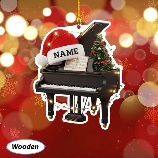 Personalized Grand Piano Christmas Ornament, Piano Ornament With Lights, Piano Teacher Appreciation Decor, Holiday Gift For Pianists, MYB922