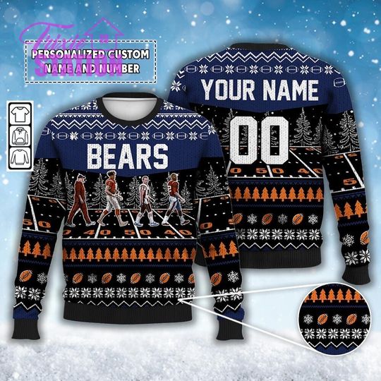 Custom Bears Abbey Road Ugly Christmas Sweater Football