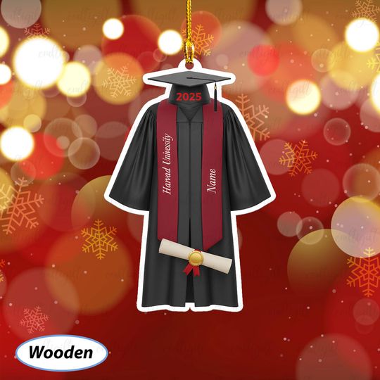 Graduation Ornament For Tree Personalized, Graduation Cap Gown Diploma Ornament, University Grad Ornament, College Graduation Gifts, MYB919