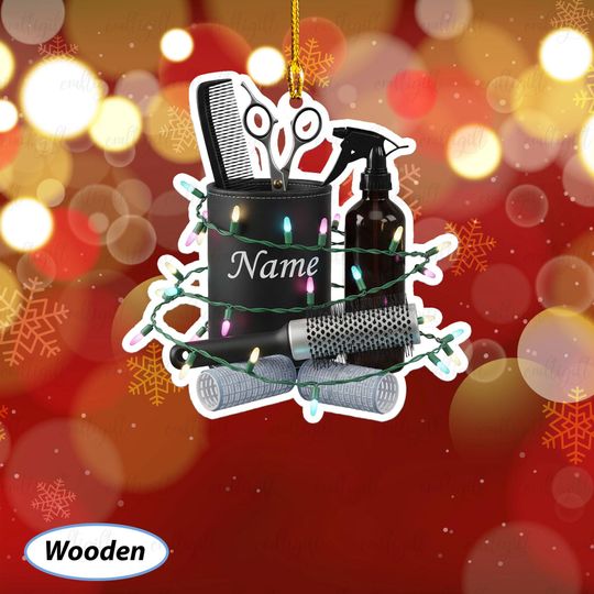 Hair Styling Tools Ornament Custom, Holiday Ornament For Hair Professional, Salon Tools Ornament With Lights, Hair Stylist Gift Idea, MYB945