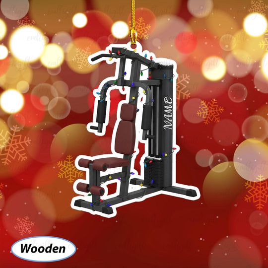 Discover Custom Gym Machine Ornament For Fitness Lovers, Powerlifting Home Gym Ornament, Fitness Coach Xmas Ornament, Athletic Training Gifts, MYB938