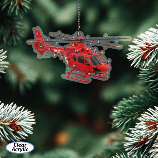 Discover Personalized Red Helicopter Holiday Ornament, Aviation Lovers Christmas Ornament, Rescue Helicopter Ornament, Pilot Gifts With Name, MYC980