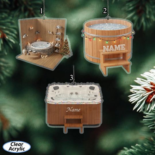Discover Personalized Hot Tub Christmas Ornament, Hot Tub Lovers Ornament, Unique Custom Jacuzzi Decor, Relaxing Holiday Gifts For Home Spa, MYC996