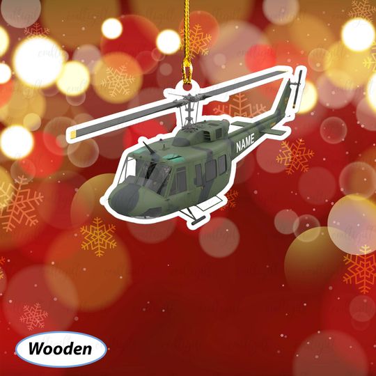 Discover Custom Name Helicopter Christmas Ornament, Army Helicopter Ornament For Soldiers, Aviation Lovers Tree Decor, Aircraft Holiday Gifts, MYC979