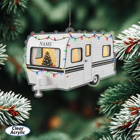 Discover Travel Trailer With Lights Ornament, Camper Christmas Ornament Customized, Rv Travel Trailer Holiday Keepsake, Camper Van Tree Decor, MYC989