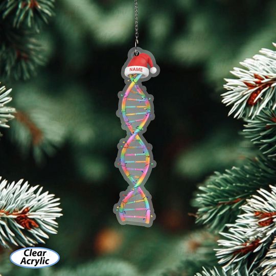 Discover Dna Strand Ornament With Personalized Name, Custom Lab Worker Ornament, Colorful Dna Molecule Ornament, Science Holiday Decoration, MYB798