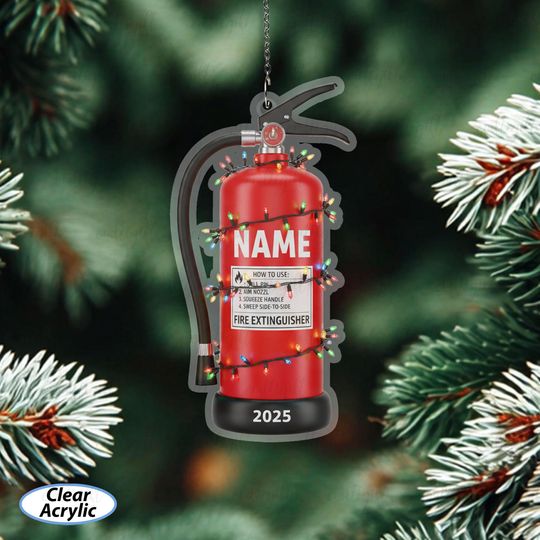 Discover Fire Extinguisher With Lights Ornament, Firefighter Ornament Custom Name, Christmas Ornament Emergency Services, First Responder Gift,MYB811