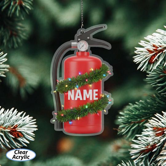 Unique Fire Extinguisher Xmas Ornament, Custom Firefighter Ornament With Name, Fire Department Pride Ornament, Firefighter Gift Idea, MYB810