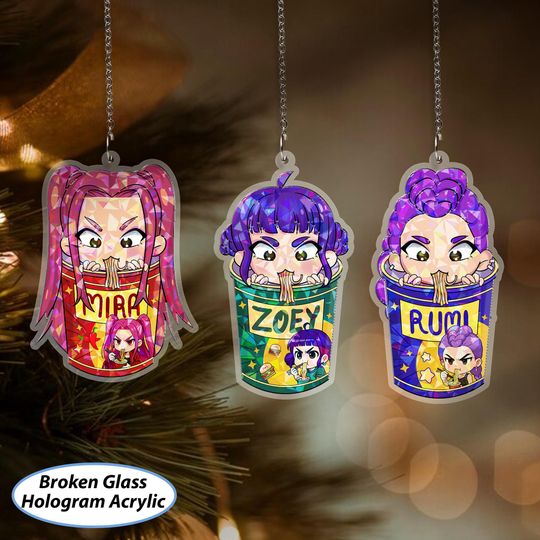 Discover Christmas Mira Rumi Zoey Ornament, Ramen Cup Noodle Ramyeon Ornament, Kpop Hunters Girls Ornament, Anime Kpop Idols Keepsake Gifts For Fans