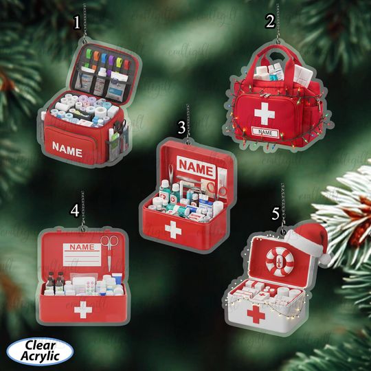 Discover Customized First Aid Kit Christmas Ornament, Medical Supply Bag Ornament, Healthcare Hero Ornament, Emt And Paramedic Tree Decoration,MYB828