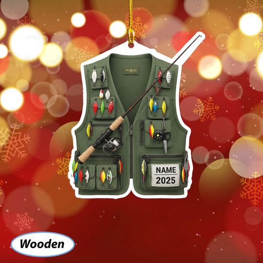 Discover Custom Fishing Vest Christmas Ornament, Unique Angler Gear Vest Ornament, Fishing Ornament For Dad Husband, Holiday Gifts For Fisher, MYB846