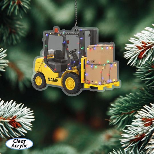 Discover Safety Forklift Ornament Custom Name, Warehouse Worker Christmas Ornament, Construction Worker Ornament, Forklift Truck Holiday Decor,MYB873