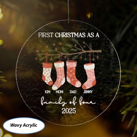 Discover Custom Family Of Four Christmas Ornament, Family Of 4 Stockings Bauble, 1St Xmas As Family Name Ornament, Wife Husband Xmas Keepsake, VTB503