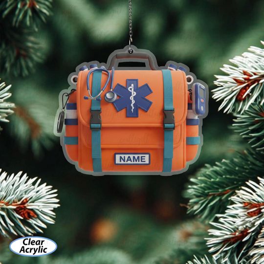 Discover Emergency Bag Ornament Personalized, First Responder Ornament With Name, Emergency Medical Ornament For Tree, EMS Hero Xmas Keepsake, MYB834
