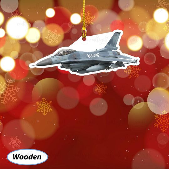 Discover Personalized Name Fighter Jet Ornament, Military Aircraft Christmas Ornament, Jet Fighter Ornament For Veterans, Air Force Tree Decor,MYB806