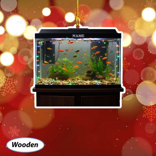 Custom Fish Tank Ornament With Name, Fish Tank Christmas Tree Ornament, Tropical Fish Lovers Ornament, Aquarium Gifts For Him Or Her, MYB835