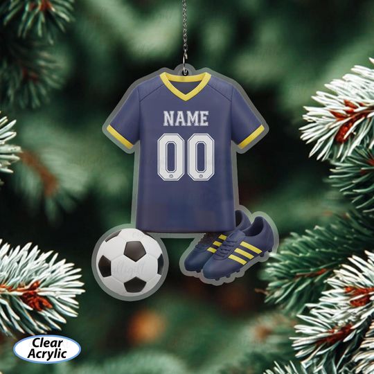 Discover Custom Name Uniform Ornament For Soccer, Sports Jersey Christmas Ornament, Soccer Gift For Players Or Coach, Sports Lovers Gift Idea, MYB869