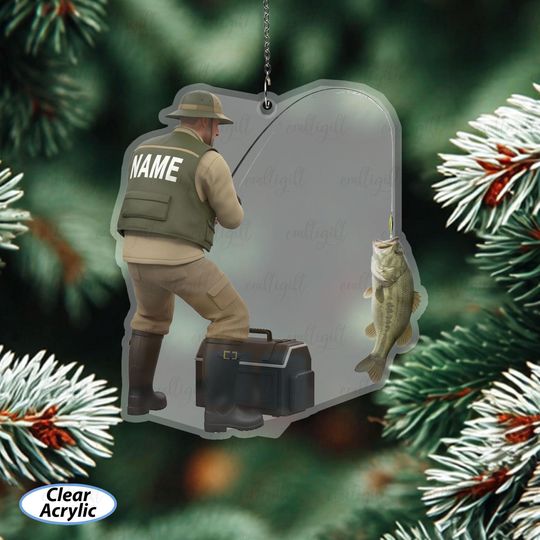 Discover Custom Name Bass Fishing Ornament For Him, Reel Cool Dad Fishing Ornament, Fisherman Christmas Tree Ornament, Outdoor Lover Keepsake, MYB848