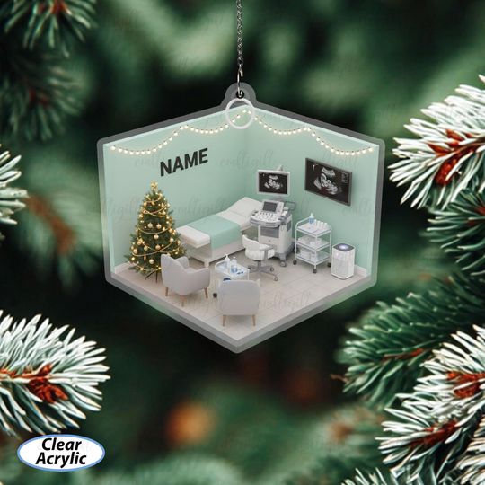 Discover Pregnancy Scan Room Ornament Custom Name, Baby Sonogram Room Ornament, Ob Gyn Clinic Christmas Ornament, Gifts For Ultrasound Techs, MYB782