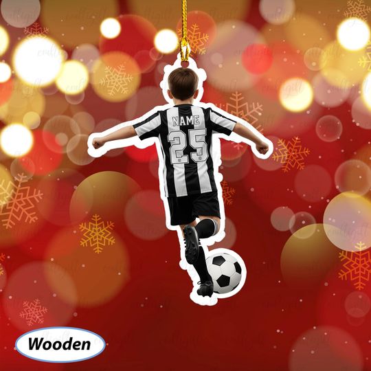 Discover Custom Name Junior Footballer Ornament, Kids Soccer Season Ornament, Soccer Player Christmas Tree Ornament, Sport Decoration For Boy, MYB870