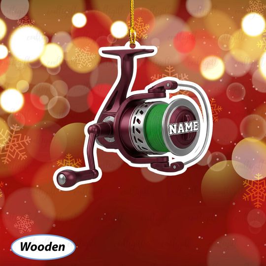 Discover Fishing Reel Ornament Customized Name, Fishing Gear Ornament For Him, Unique Fisherman Christmas Ornament, Angler Holiday Tree Decor, MYB839