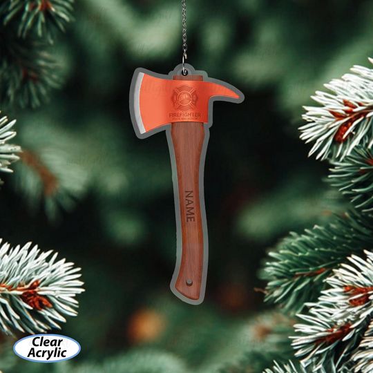 Discover Custom Firefighter Axe Ornament With Name, Firefighter Pride And Honor Ornament, Firefighter Tool Ornament, Gift For Fire Rescue Hero,MYB823