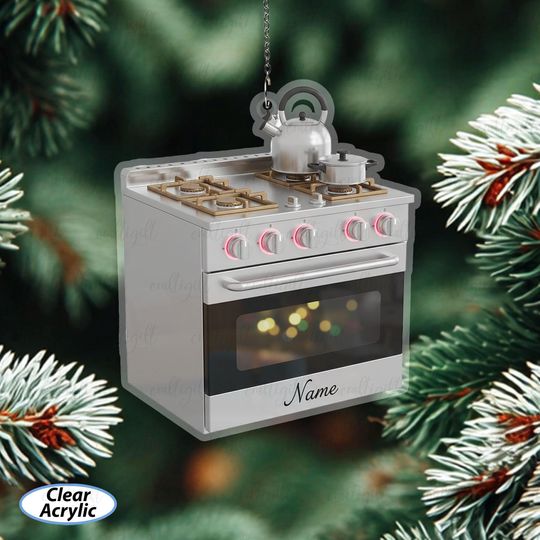 Discover Custom Gas Oven Ornament With Name, Cooking Lover Christmas Keepsake, Culinary Hobby Ornament For Tree, Kitchen Appliance Decoration, MYB902