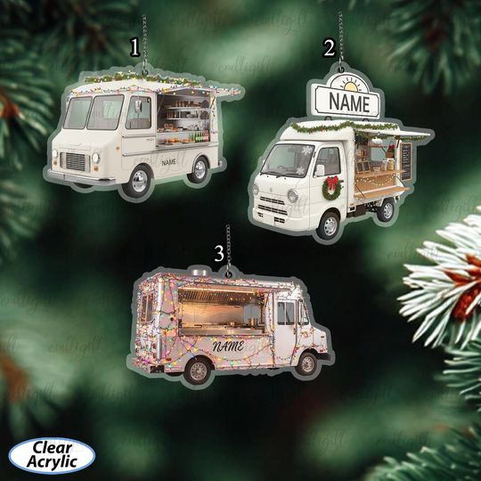 Discover Custom Food Truck Ornament With Name, Festive Food Van Ornament, Street Vendor Ornament For Him, Christmas Tree Decoration For Chef, MYB866