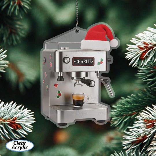 Discover Personalized Espresso Machine Ornament, Funny Coffee Lover Ornament, Espresso Maker Holiday Decoration, Coffee Station Christmas Gift,MYB799