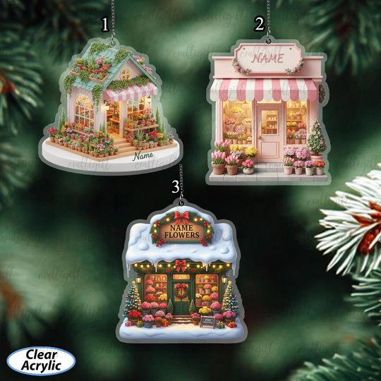 Discover Personalized Flower Shop Christmas Ornament, Flower Lover Holiday Ornament, Cozy Flower Cottage Ornament, Gift For Gardening Lovers, MYB863