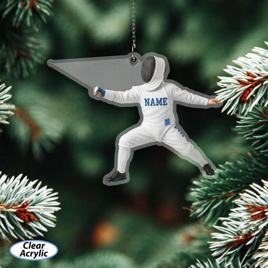 Discover Customized Name Ornament For Fencer, Fencing Christmas Tree Hanging, Fencing Player Ornament For Tree, Holiday Gift For Sport Lovers, MYB796