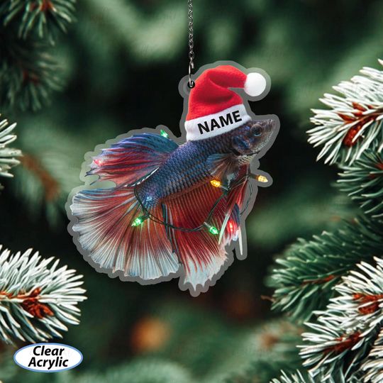 Discover Custom Betta Fish Ornament For Pet Owner, Cute Aquatic Pet Christmas Ornament, Siamese Fighting Fish Keepsake, Betta Fish Lover Gift, MYB796