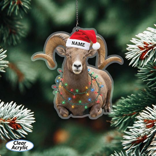 Discover Bighorn Sheep Ornament Personalized Name, Bighorn Sheep With Lights Ornament, Christmas Decor For Nature Lovers, Wildlife Lover Gift, MYB797