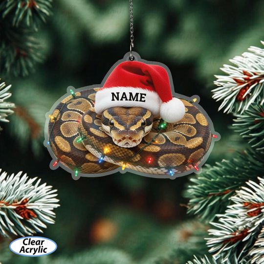 Discover Ball Python Ornament Custom With Name, Ball Python Ornament With Santa Hat, Reptile Enthusiast Ornament, Funny Ball Python Lover Gift,MYB791