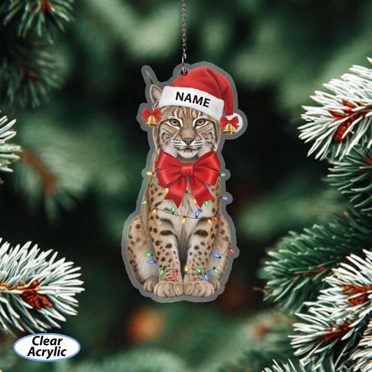 Discover Custom Bobcat Ornament For Animal Lover, Exotic Cat Ornament With Lights, Bobcat Holiday Keepsake, Xmas Gift For Wildlife Enthusiasts,MYB801