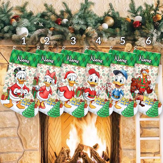Discover Personalized DuckTales Disney Christmas Stockings, Daisy Donald Scrooge McDuck Dewey Stockings, Disney Huey and Louie Family Christmas Gifts