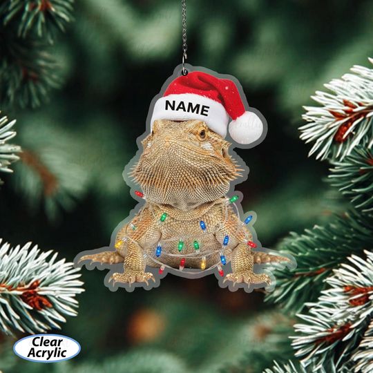 Personalized Bearded Dragon Ornament With Name, Bearded Dragon Ornament With Lights, Pet Reptile Xmas Tree Decor, Lizard Lovers Gift, MYB793