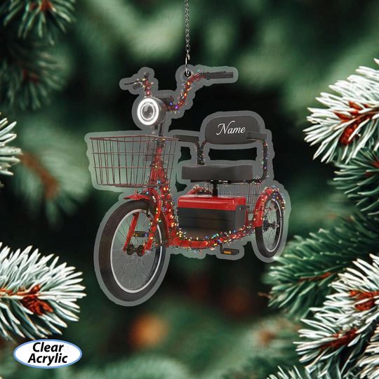Discover Custom Electric Tricycle Ornament With Name, Electric Vehicle Enthusiast Ornament, Biking Lover Xmas Ornament, Mobility Scooter Decor,MYB709